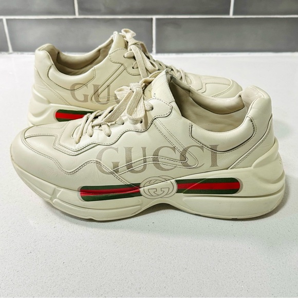 Gucci Unisex Rhyton Vintage Logo Oversized Leather Sneakers - Picture 2 of 9